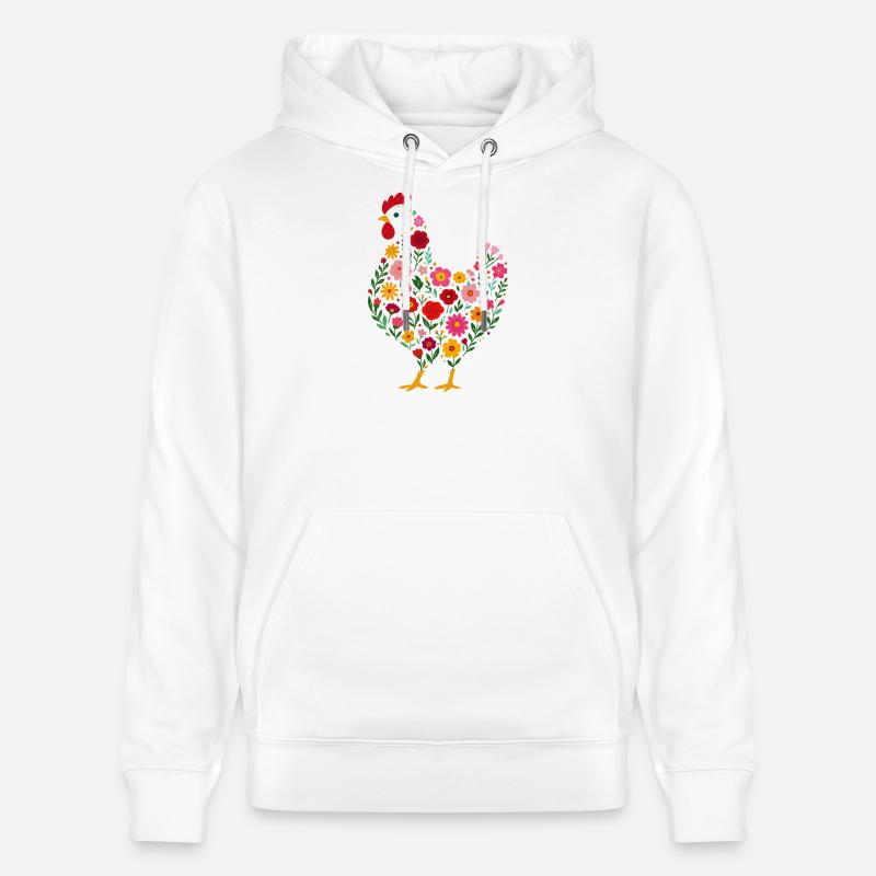 Fleurs de poulet poule poule - Sweat à capuche bio CRUISER Stanley/Stella Unisexe - blanc