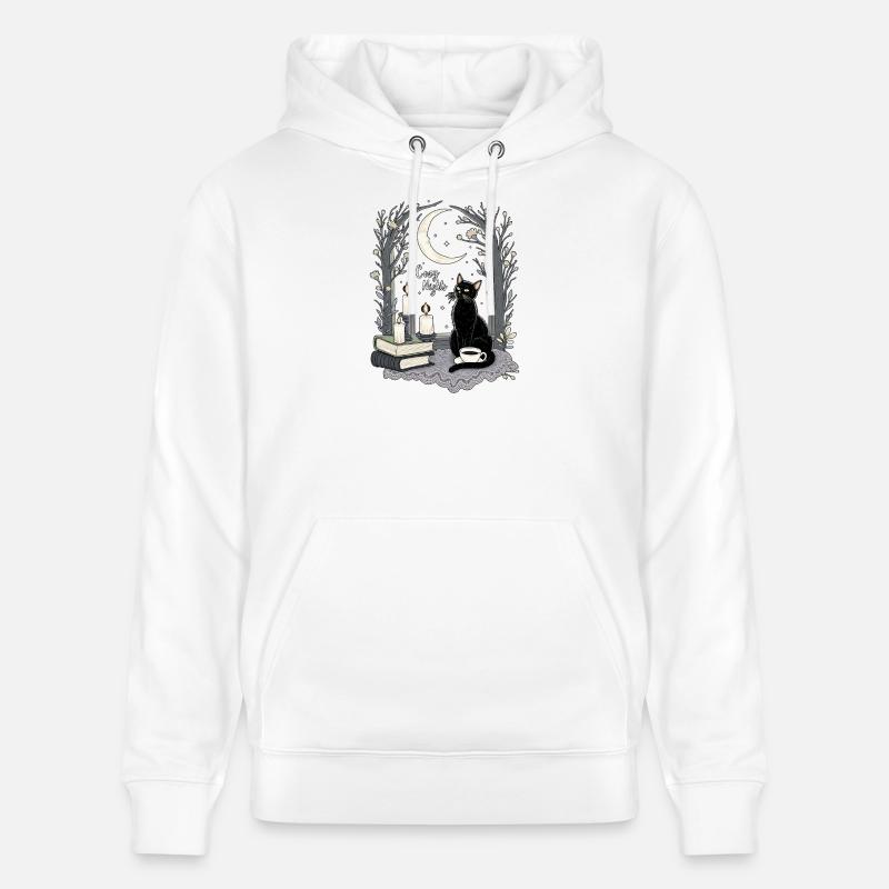 Nuits Douillettes Chat Gothique Douillet - Sweat à capuche bio CRUISER Stanley/Stella Unisexe - blanc