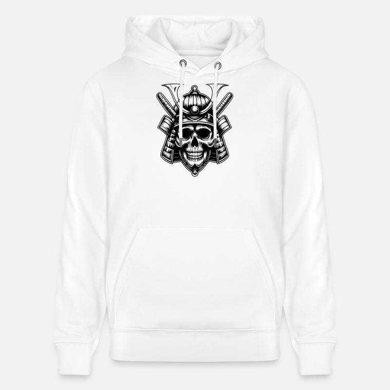 Emblème du guerrier samouraï au crâne - Sweat à capuche bio CRUISER Stanley/Stella Unisexe - blanc