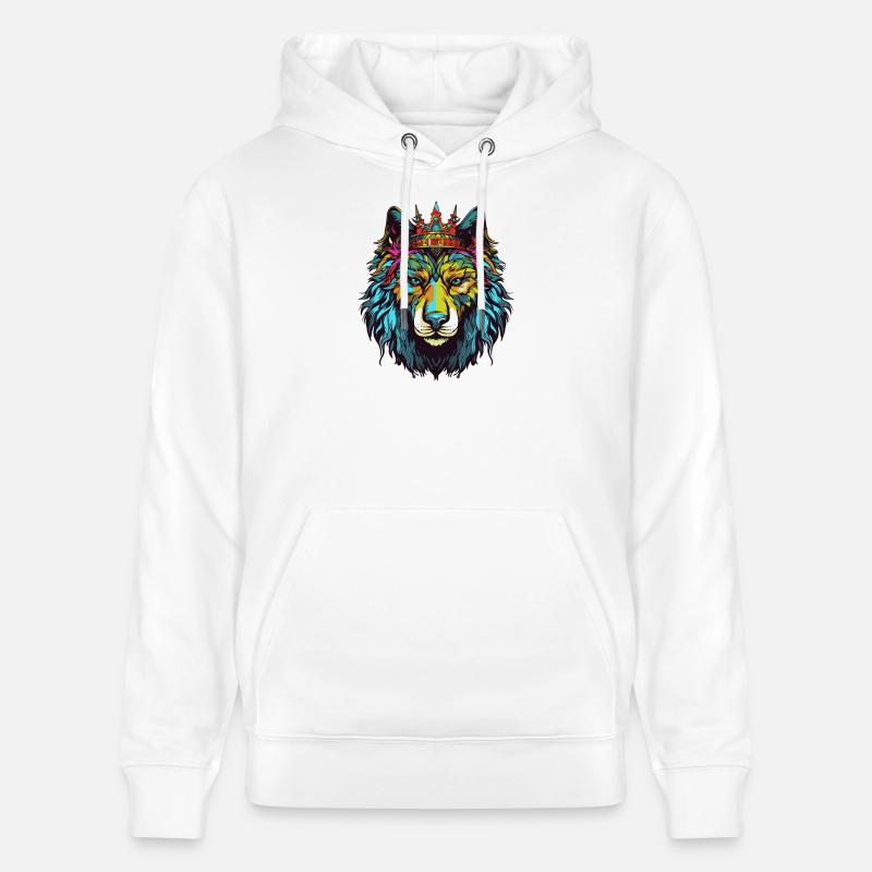 Couronne de bande dessinée Wolf - Sweat à capuche bio CRUISER Stanley/Stella Unisexe - blanc