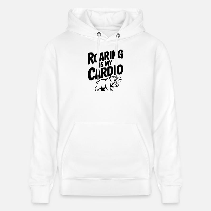 Rugir, c’est mon cardio - Sweat à capuche bio CRUISER Stanley/Stella Unisexe - blanc