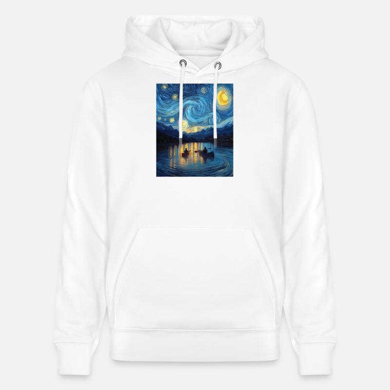 Kayak Van Gogh Nuit étoilée - Sweat à capuche bio CRUISER Stanley/Stella Unisexe - blanc