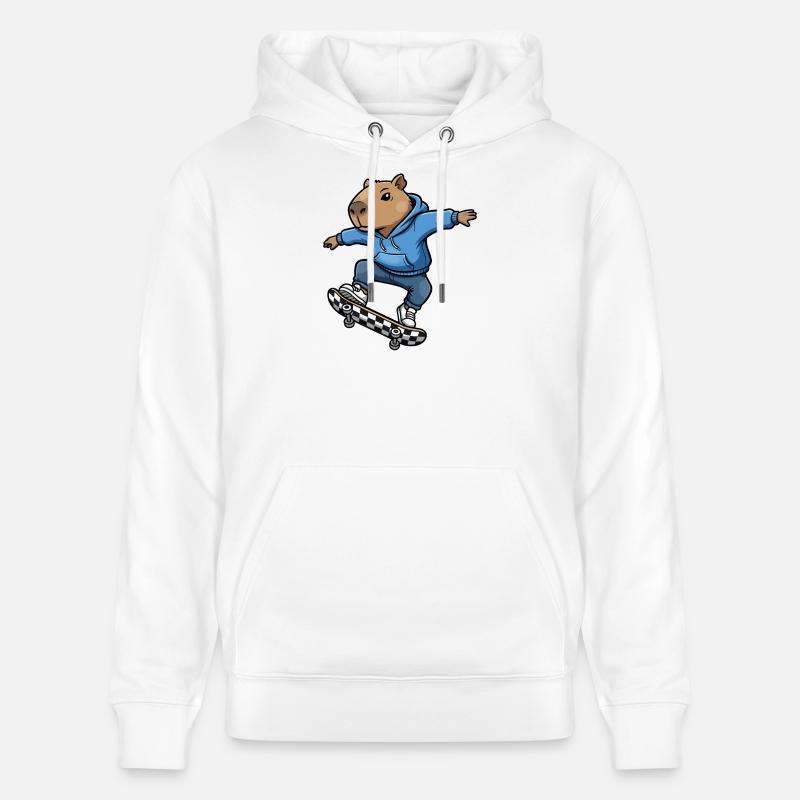 Capybara Skateboard - Sweat à capuche bio CRUISER Stanley/Stella Unisexe - blanc
