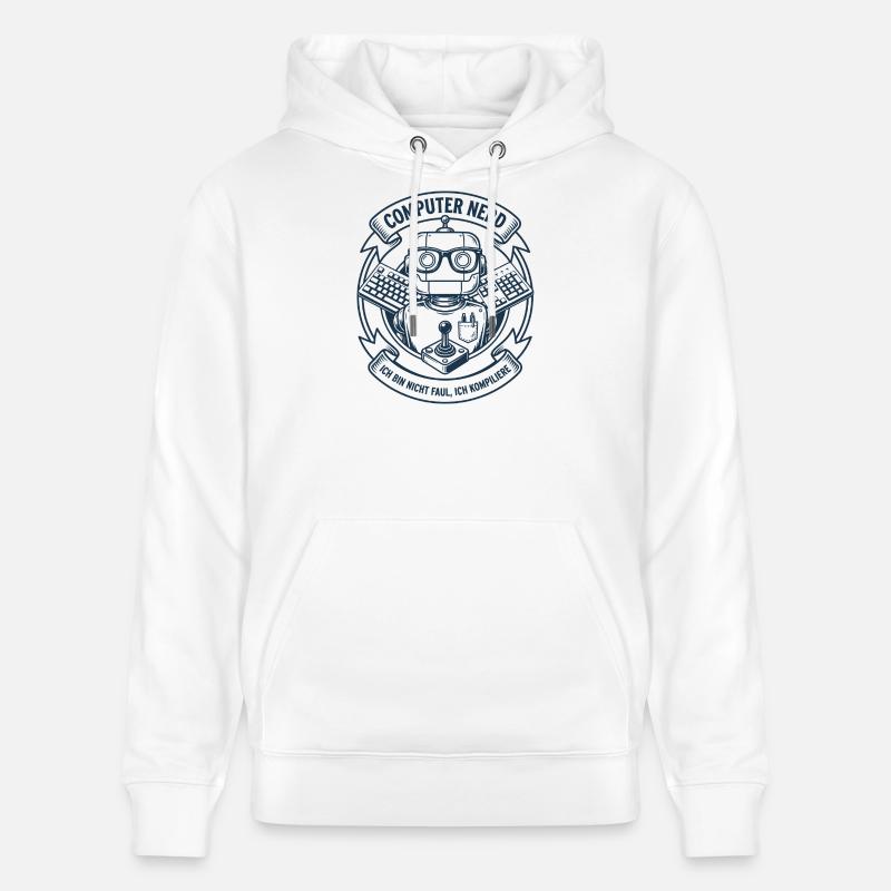 Logo du robot nerd informatique - Sweat à capuche bio CRUISER Stanley/Stella Unisexe - blanc
