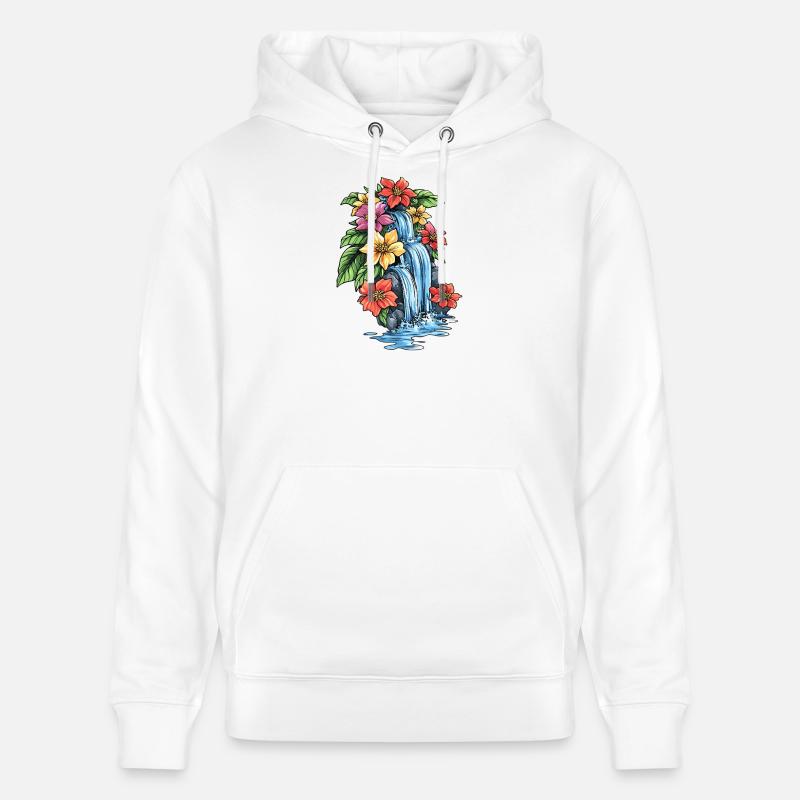 Hibiscus de la cascade tropicale - Sweat à capuche bio CRUISER Stanley/Stella Unisexe - blanc
