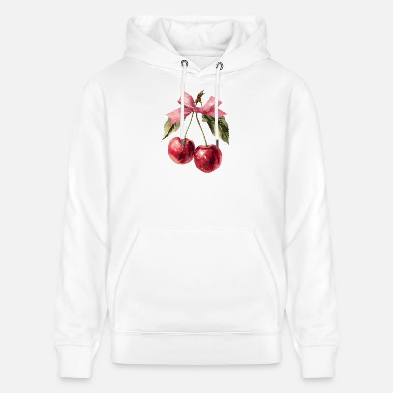 Cerises avec ruban | Saint-Valentin - Amour - Sweat à capuche bio CRUISER Stanley/Stella Unisexe - blanc