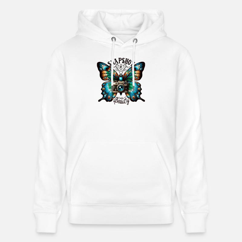 Beauté de la caméra papillon - Sweat à capuche bio CRUISER Stanley/Stella Unisexe - blanc