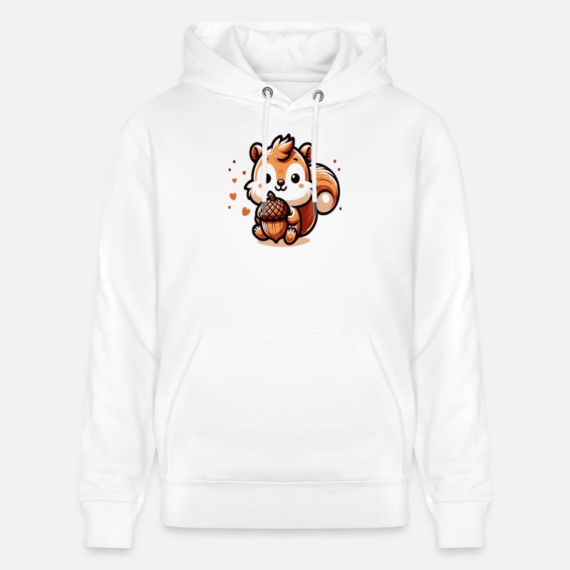 Süßes Eichhörnchen mit Herz-Eichel - Stanley/Stella Unisex Bio-Hoodie CRUISER  - Weiß