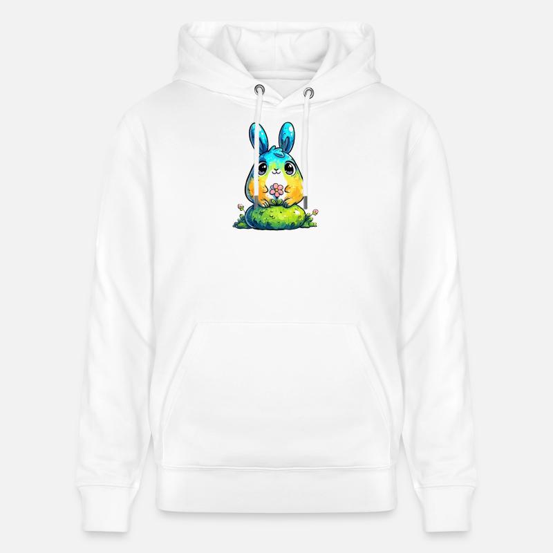 Lapin aquarelle avec fleur - Sweat à capuche bio CRUISER Stanley/Stella Unisexe - blanc