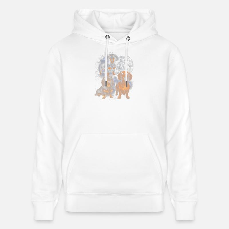 Teckel dans la lune spatiale - Sweat à capuche bio CRUISER Stanley/Stella Unisexe - blanc