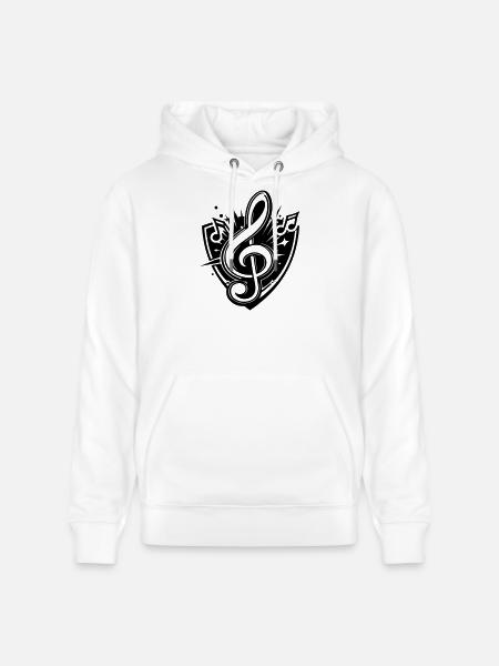 clef music logo - Stanley/Stella CRUISER Unisex Organic Hoodie - white