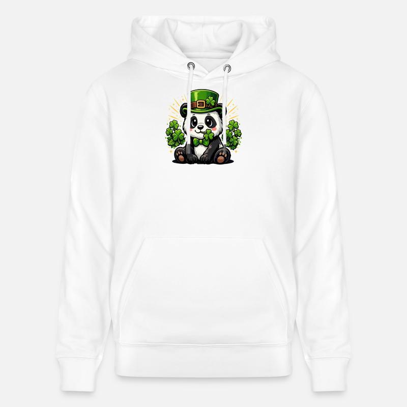 St. Patricks Day Panda-Bär-Leprechaun-Hut - Stanley/Stella Unisex Bio-Hoodie CRUISER  - Weiß