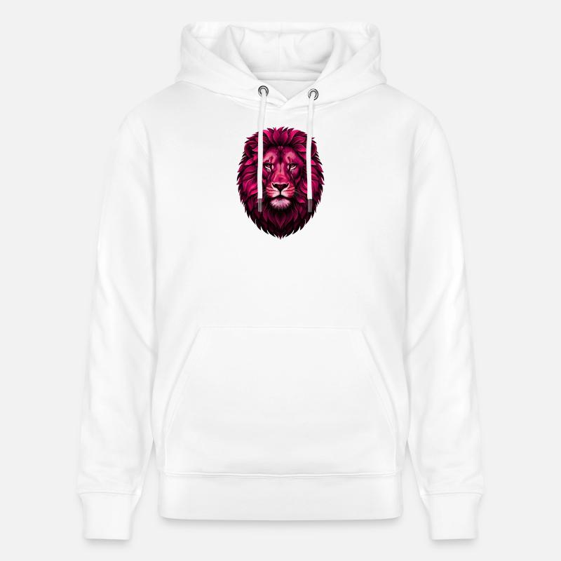 Lion rose avec crinière fleurie - Sweat à capuche bio CRUISER Stanley/Stella Unisexe - blanc
