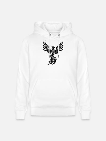 Phoenix Tribal Symbol of Rebirth - Stanley/Stella CRUISER Unisex Organic Hoodie - white
