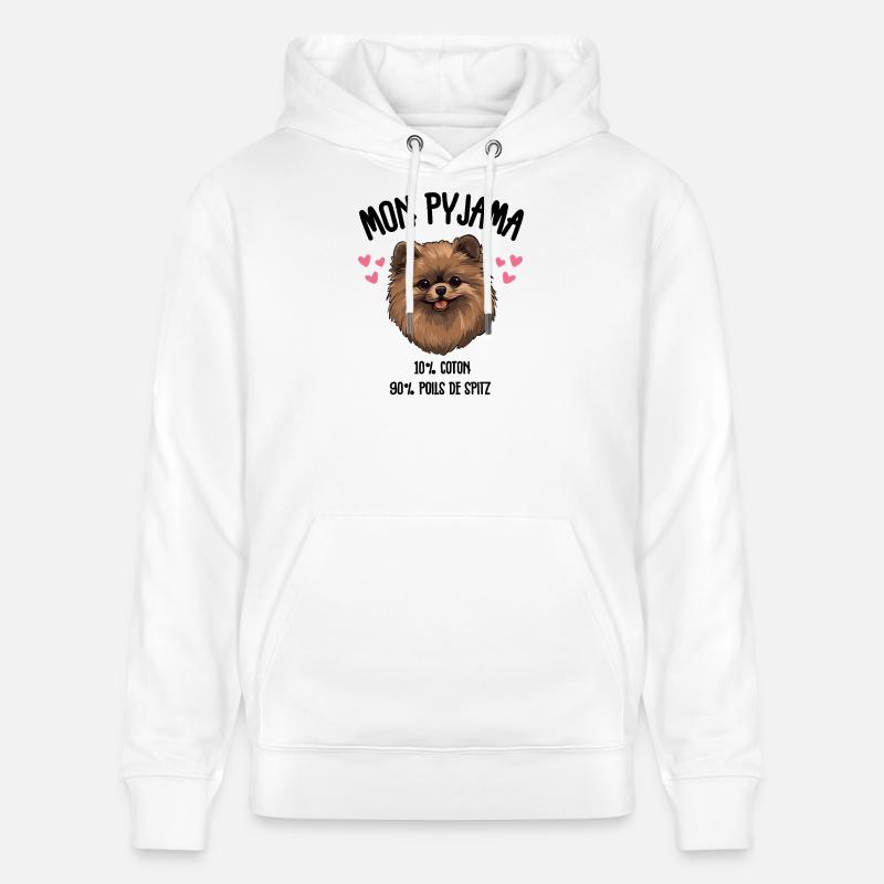 Pyjama Chien Spitz Poméranie Drôle  - Sweat à capuche bio CRUISER Stanley/Stella Unisexe - blanc