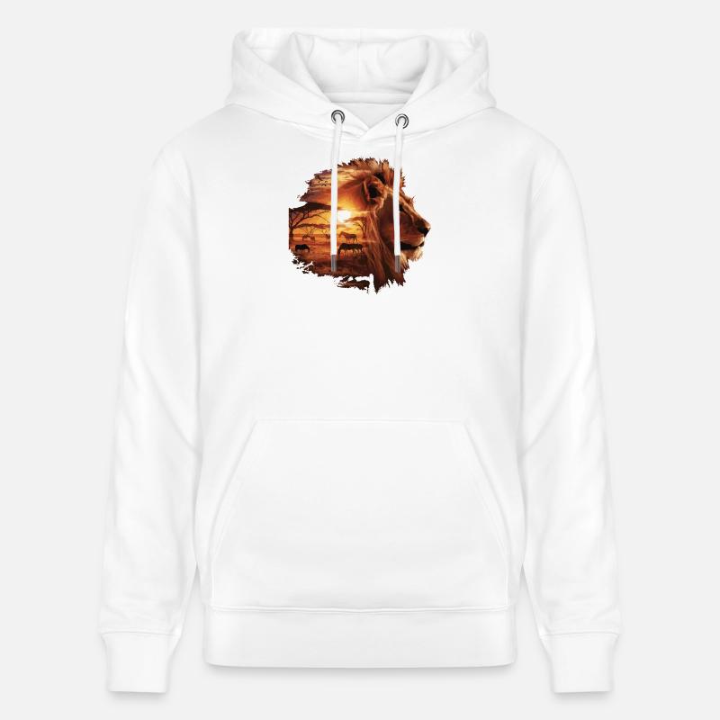 Löwe Savanne Sunset Double Exposure Design - Stanley/Stella Unisex Bio-Hoodie CRUISER  - Weiß