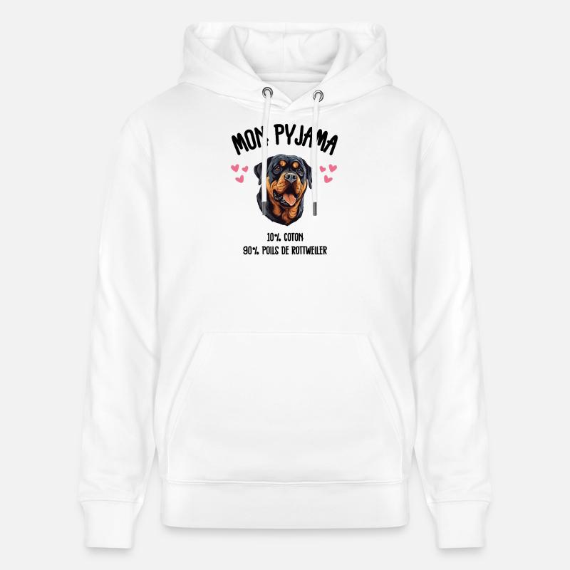 Pyjama Chien Rottweiler Drôle  - Sweat à capuche bio CRUISER Stanley/Stella Unisexe - blanc