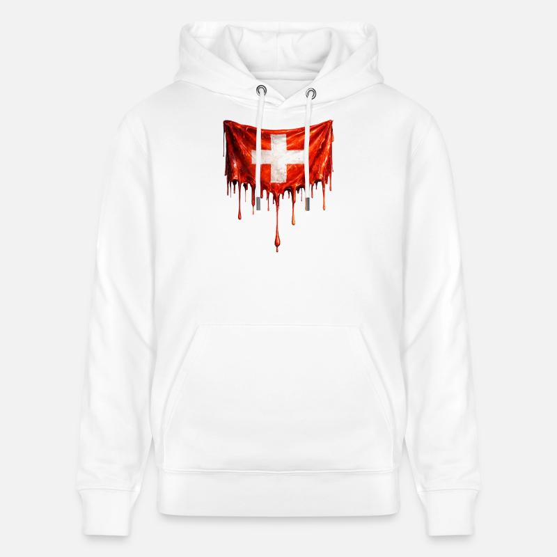 Drapeau suisse dégoulinant - Sweat à capuche bio CRUISER Stanley/Stella Unisexe - blanc