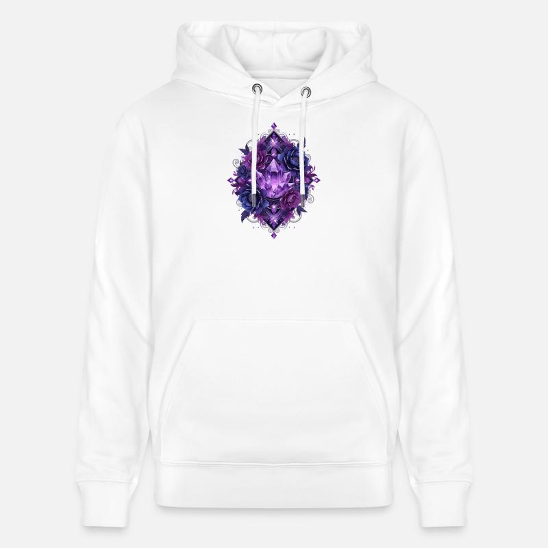 Mandala des Fleurs de Cristal Violet - Sweat à capuche bio CRUISER Stanley/Stella Unisexe - blanc