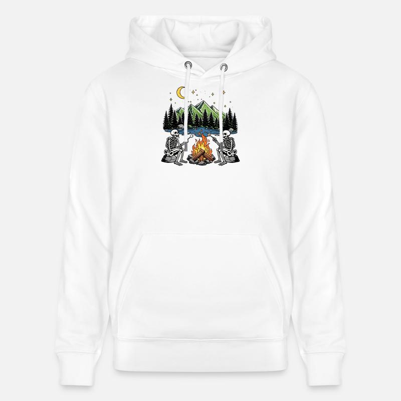 Skeleton Campfire Night Marshmallow Camping Camp - Stanley/Stella Unisex Bio-Hoodie CRUISER  - Weiß