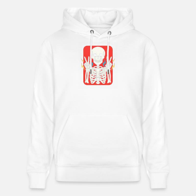 Signe de paix squelette sur rouge - Sweat à capuche bio CRUISER Stanley/Stella Unisexe - blanc