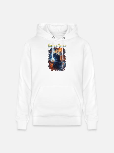 Nikola Portrait - Stanley/Stella CRUISER Unisex Organic Hoodie - white