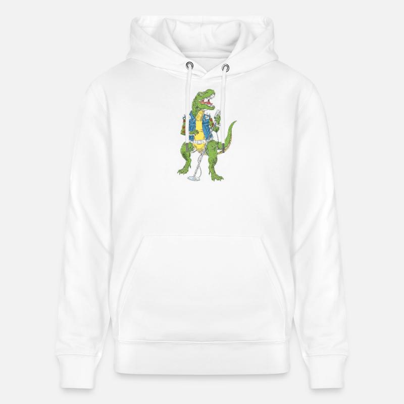 Dino Rock star avec micro - Sweat à capuche bio CRUISER Stanley/Stella Unisexe - blanc