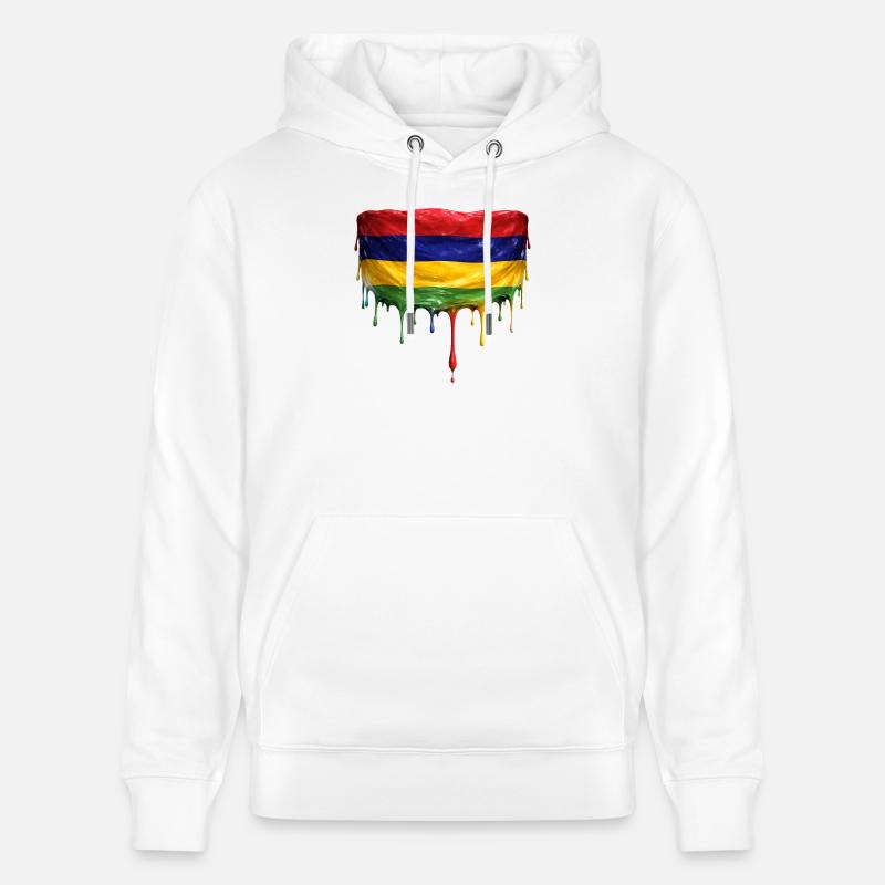 Art du drapeau de Maurice - Sweat à capuche bio CRUISER Stanley/Stella Unisexe - blanc