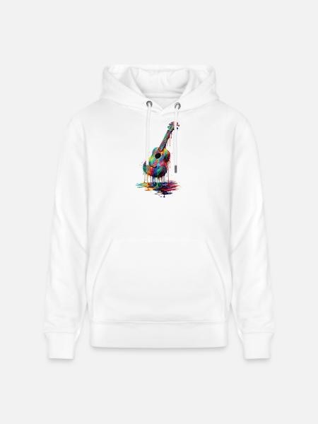 Ukulele med dryppende maling - Stanley/Stella CRUISER økologisk unisex-hoodie - hvid