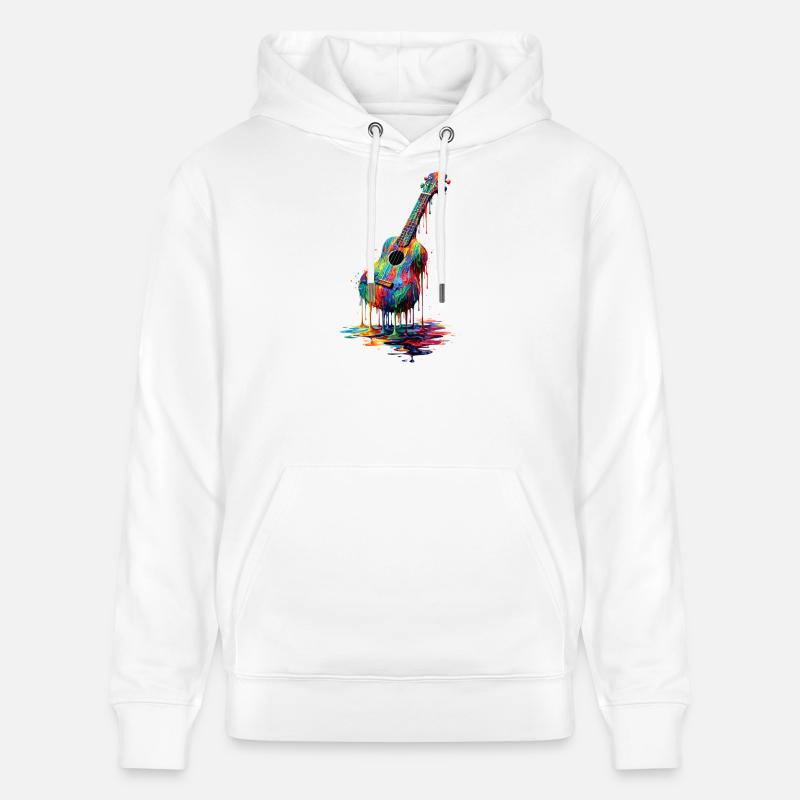 Ukulele with dripping paint - Stanley/Stella CRUISER Unisex Organic Hoodie - white