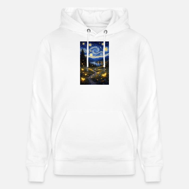 Nuit étoilée de luciole - Sweat à capuche bio CRUISER Stanley/Stella Unisexe - blanc