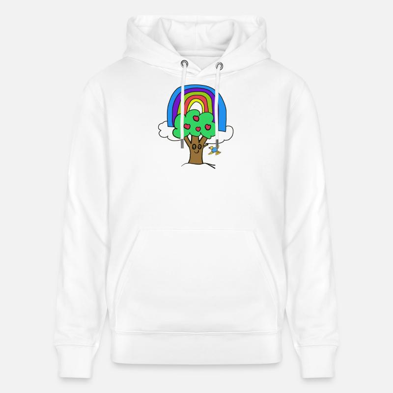 Baum Regenbogen Kind Vogel Märchen - Stanley/Stella Unisex Bio-Hoodie CRUISER  - Weiß