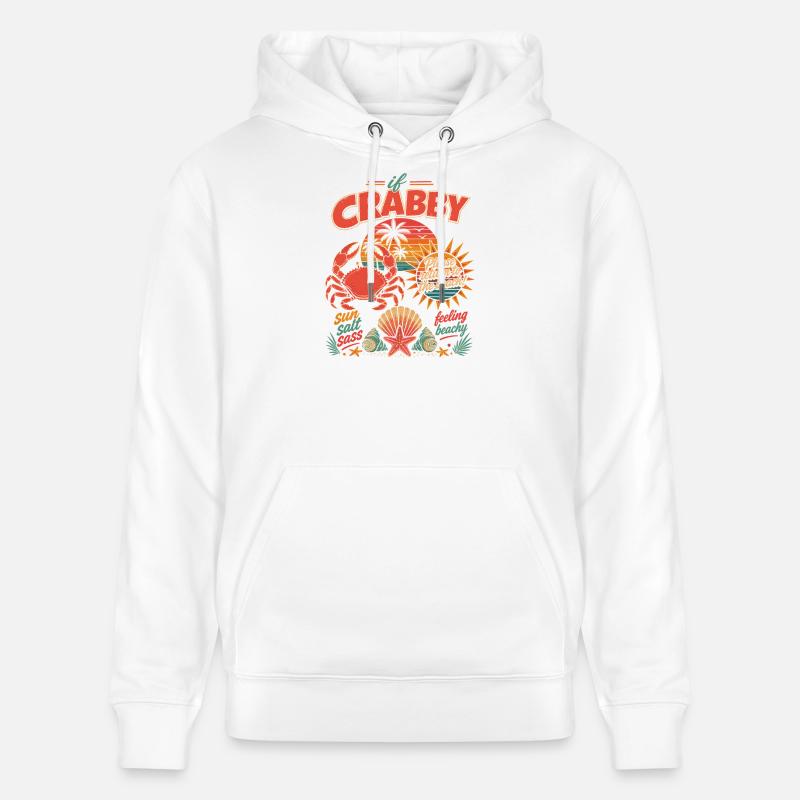 Si Crabby Beach Retro Sunset - Sweat à capuche bio CRUISER Stanley/Stella Unisexe - blanc