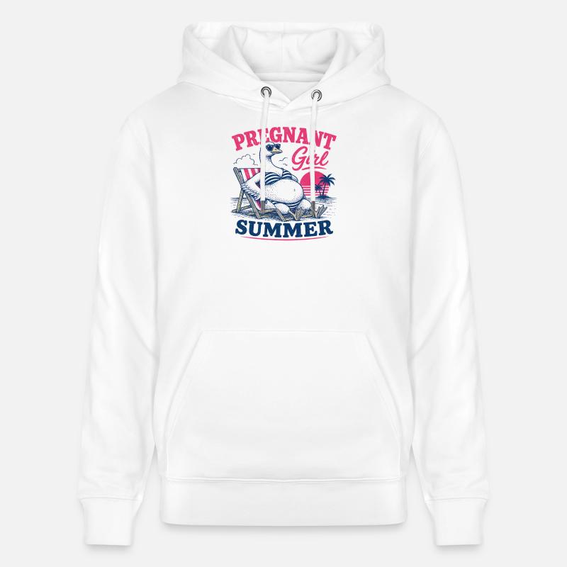 Dodo d’été enceinte sur la plage - Sweat à capuche bio CRUISER Stanley/Stella Unisexe - blanc