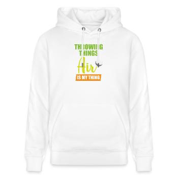 Diskuswurf Diskuswerfen Diskus diskuswerfer - Stanley/Stella Unisex Bio-Hoodie CRUISER  - Weiß - Vorne - Alina (178cm) & Michal (187cm)