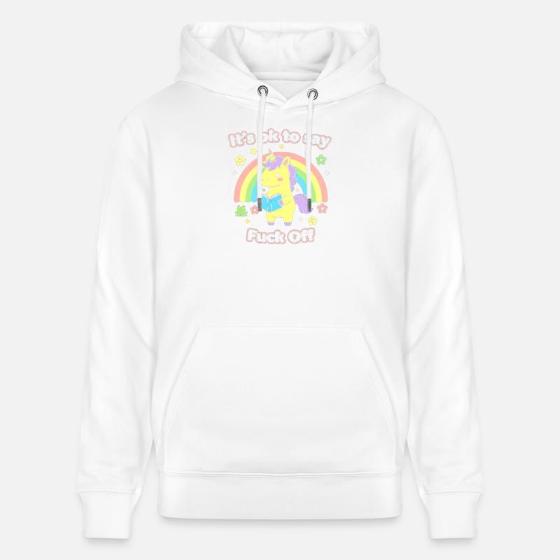 Licorne en train de lire sous l’arc-en-ciel - Sweat à capuche bio CRUISER Stanley/Stella Unisexe - blanc