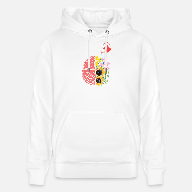 Mind Bloom : Cerveau et Fleurs - Sweat à capuche bio CRUISER Stanley/Stella Unisexe - blanc