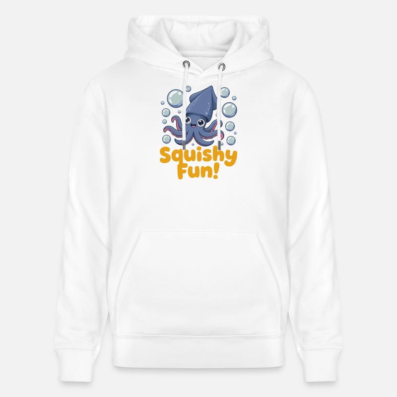 Illustration de calmar Squishy Fun - Sweat à capuche bio CRUISER Stanley/Stella Unisexe - blanc