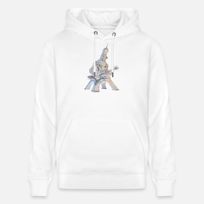 Eiffelturm spielt E-Gitarre - Stanley/Stella Unisex Bio-Hoodie CRUISER  - Weiß