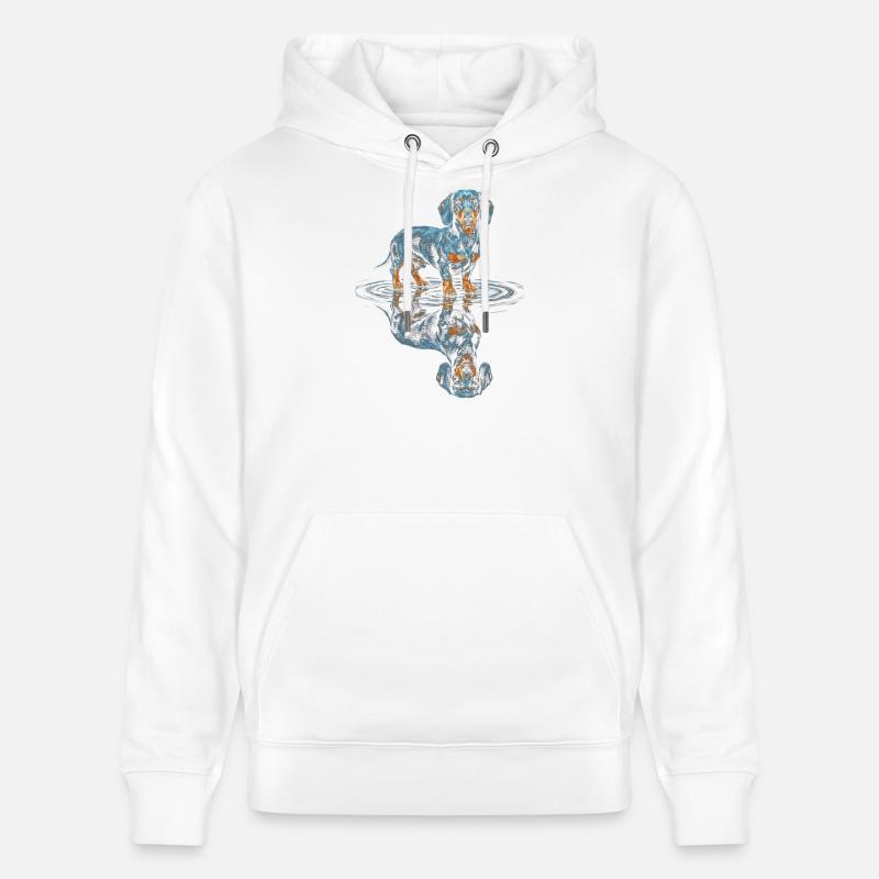 Teckel Water Reflex Bleu-Orange - Sweat à capuche bio CRUISER Stanley/Stella Unisexe - blanc