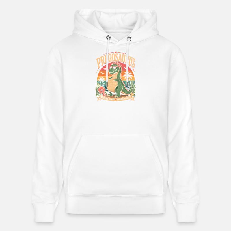 Dino Pregosaurus enceinte drôle - Sweat à capuche bio CRUISER Stanley/Stella Unisexe - blanc