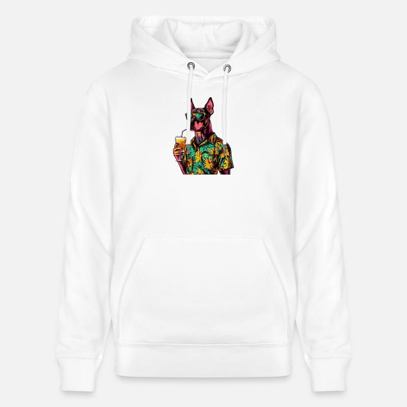 Dobermann Hund Comic Sommer - Stanley/Stella Unisex Bio-Hoodie CRUISER  - Weiß