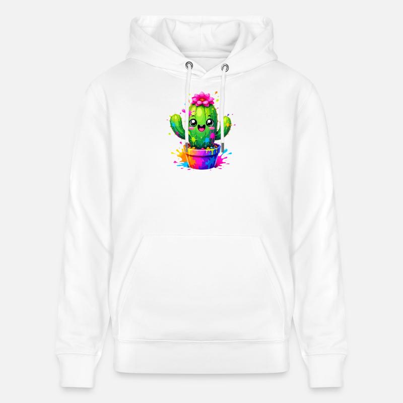 Cactus Joyeuses Fleurs Éclaboussurées - Sweat à capuche bio CRUISER Stanley/Stella Unisexe - blanc