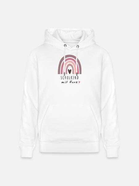 Schulkind mit Herz Regenbogen | Einschulung - Stanley/Stella Unisex Bio-Hoodie CRUISER - Weiß