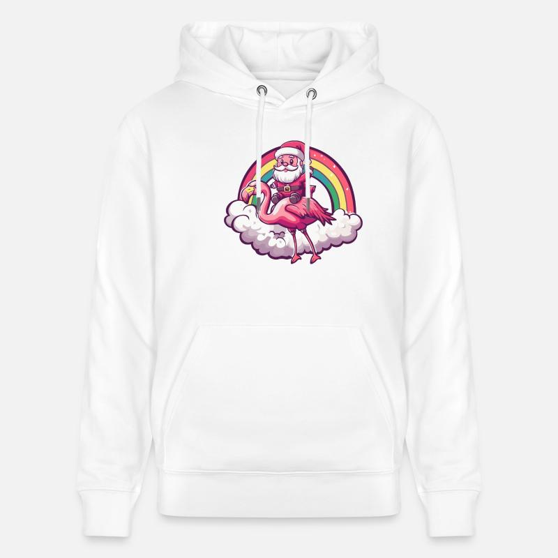 Flamingo Weihnachtsmann Regenbogen - Stanley/Stella Unisex Bio-Hoodie CRUISER  - Weiß