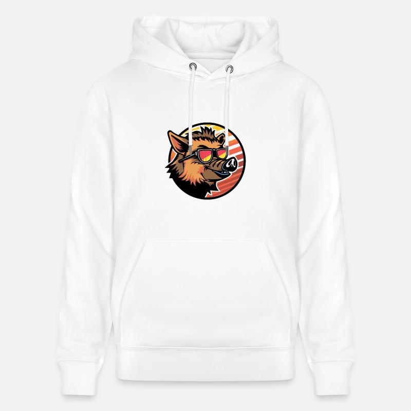 Cochon Bande Dessinée Sanglier - Sweat à capuche bio CRUISER Stanley/Stella Unisexe - blanc