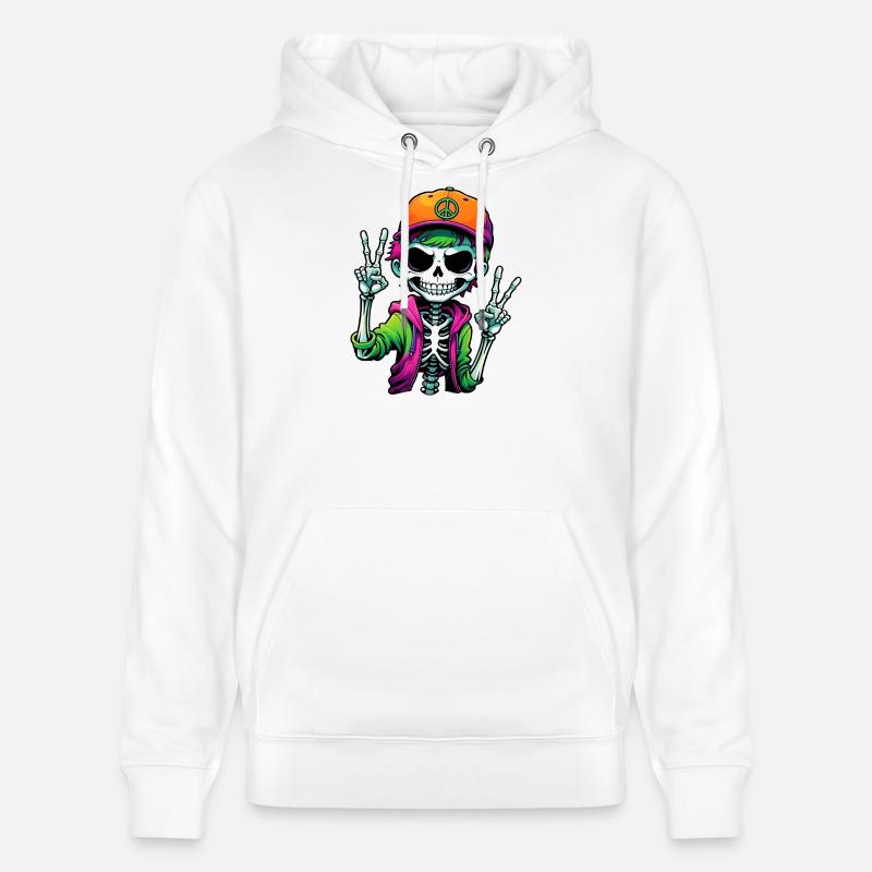 Mignon dessin animé squelette garçon - Sweat à capuche bio CRUISER Stanley/Stella Unisexe - blanc