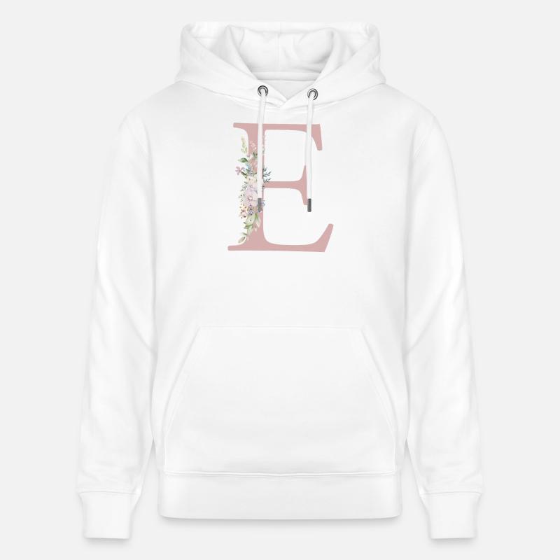 E Monogram, Floral, Personnalisable - Sweat à capuche bio CRUISER Stanley/Stella Unisexe - blanc