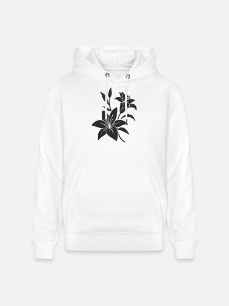 Elegant Monochrome Floral Illustration - Stanley/Stella CRUISER Unisex Organic Hoodie - white