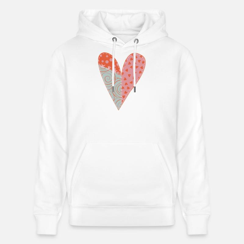 Coeur Patchwork No1 - Sweat à capuche bio CRUISER Stanley/Stella Unisexe - blanc